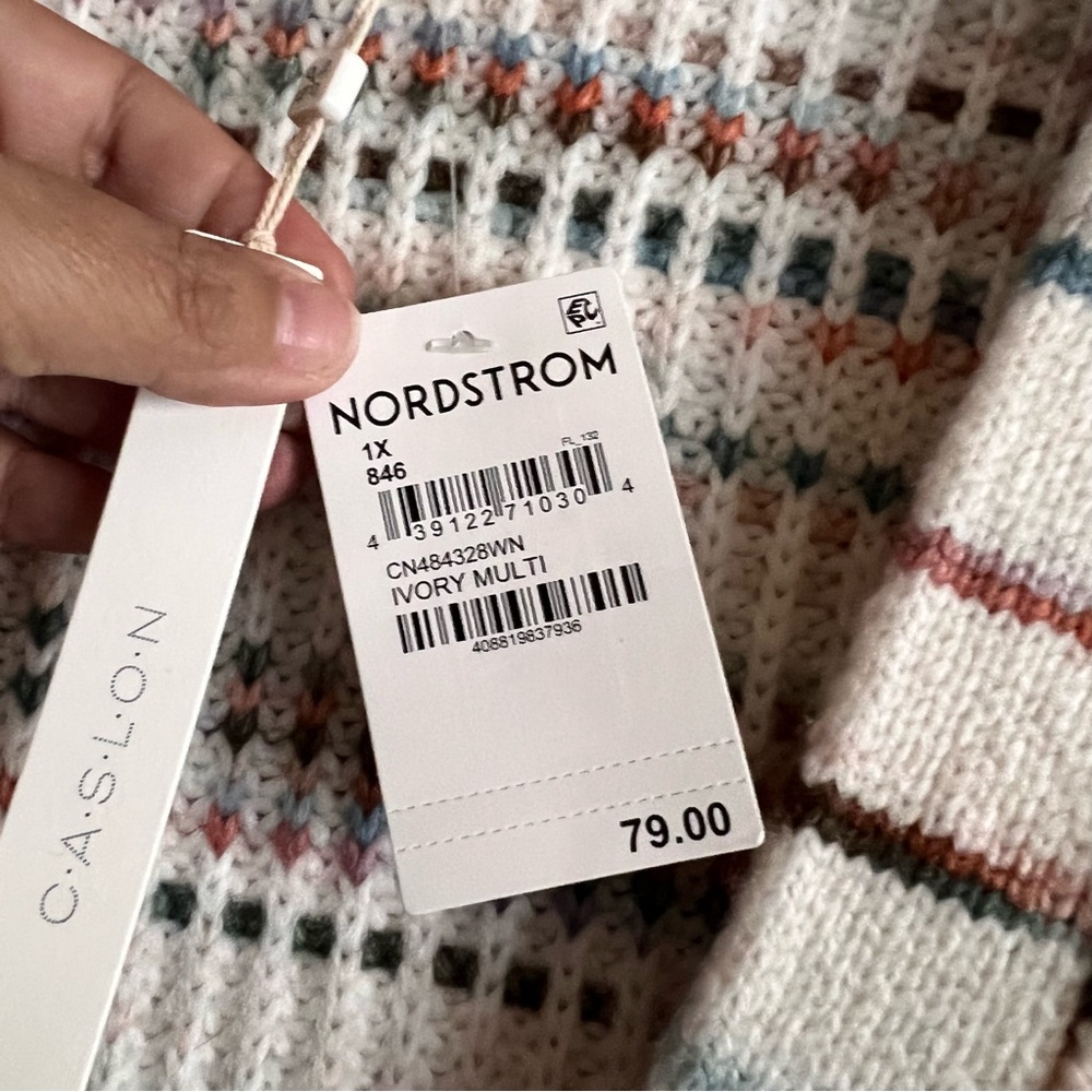 Caslon Nordstrom Cozy Multicolor Knit Cardigan Button Up Sweater Size 1X NWT - Picture 5 of 12
